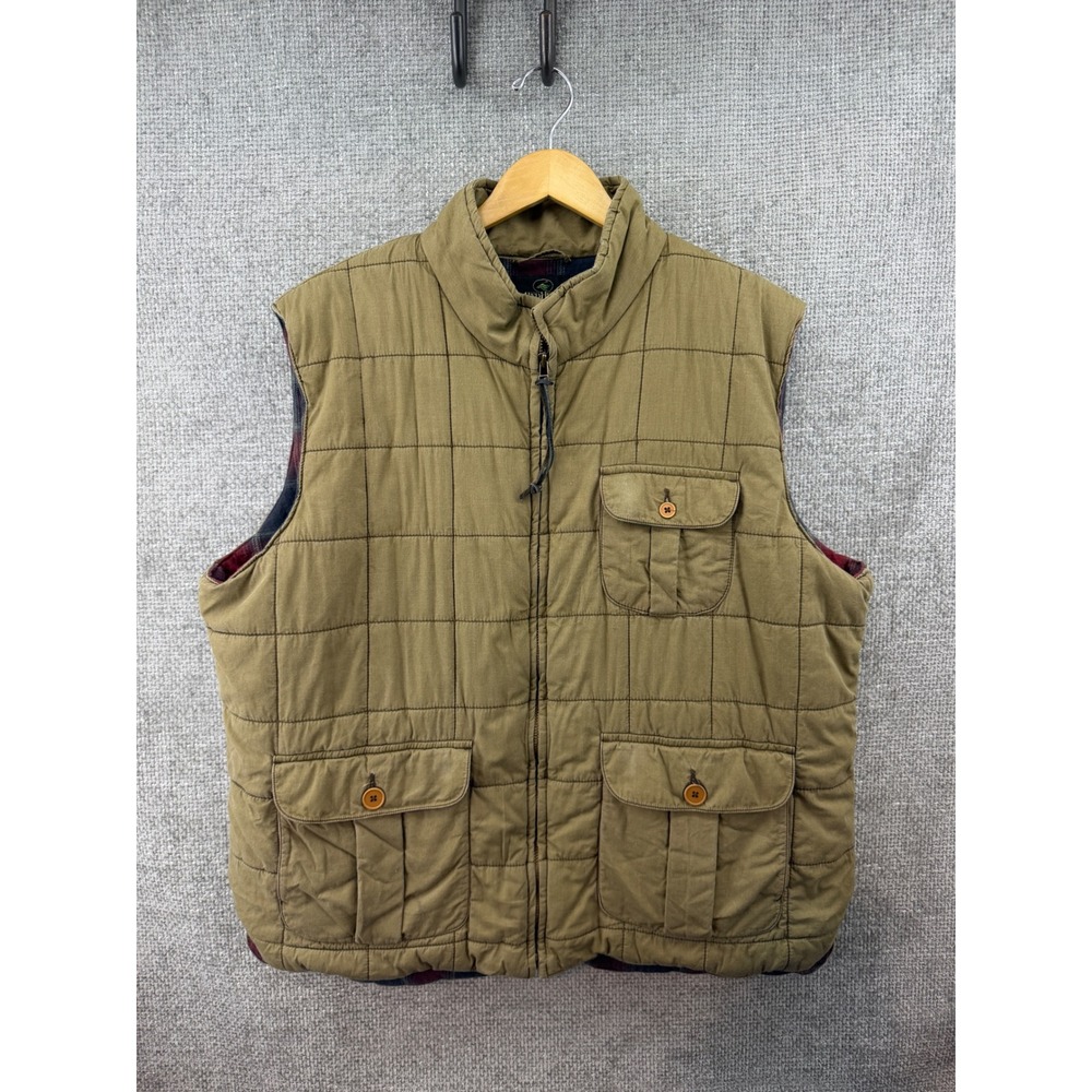 RedHead Quilted Vest Mens XL Brown Excellent Flannel Lined Full Zip‎ Pockets